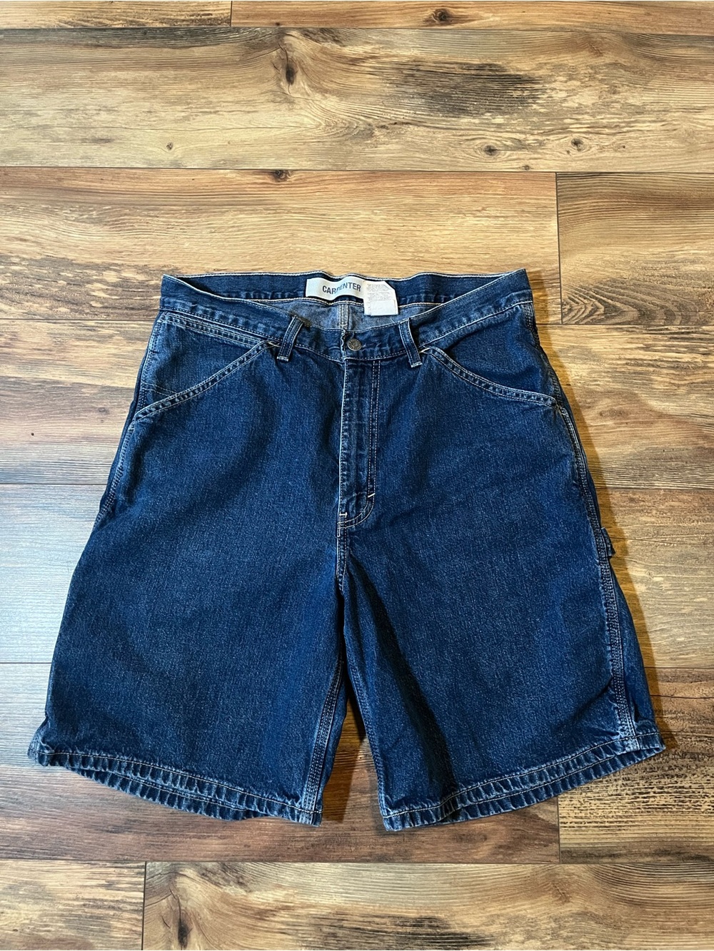 Y2K Gap Carpenter Shorts Mens 34 Blue Denim Utility Workwear Baggy Vintage 90s